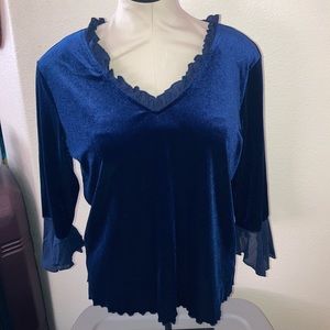 Impressions blue Velvet blouse